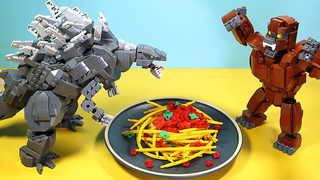 LEGO GODZILLA ปะทะ KONG Battle for Spaghetti - Stop Motion Cooking (ตอนที่ 1)