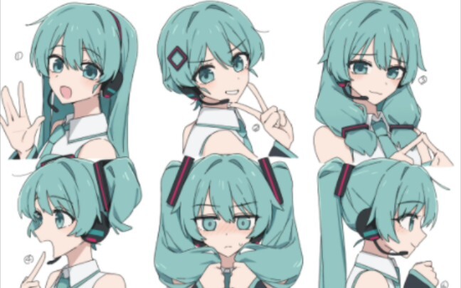 Hatsune Miku's nine hairstyles...