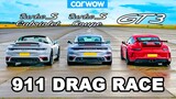 Porsche 911 GT3 vs New Turbo S Coupé and Cabriolet: DRAG RACE *Shock Result*