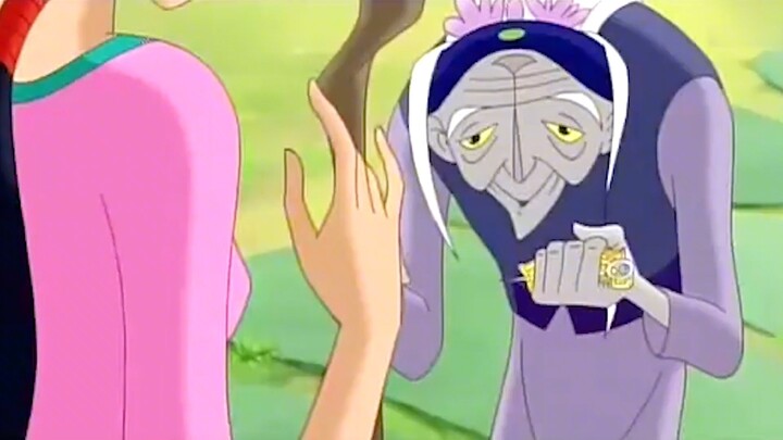 An old woman tried to trade countless treasures for a little flower, but the girl refused.