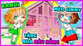 NOOB KAMUI THỬ THÁCH 24H XÂY NHÀ MÀU HỒNG SIÊU CUTE TẶNG MÈO SIMMY TRONG MINI WORLD | BỘ ĐÔI CUTE