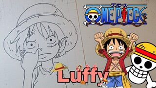 menggambar anime one piece, luffy kecil