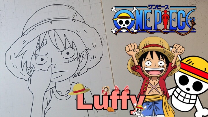 menggambar anime one piece, luffy kecil