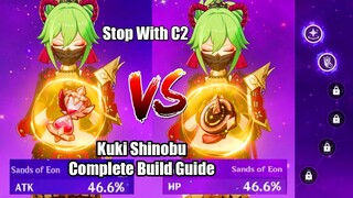 Kuki Shinobu Atk vs HP Build Guide - C2 is Best Choice 100% Uptime Skills Showcase