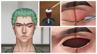 [ASMR] 의안 수술하는 원피스 조로! (소름주의) | One Piece Zoro to make and wear ocular prosthesis! (Creepy warning)