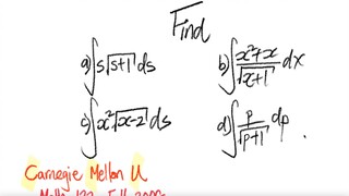 CMU: Find these integrals (a)-(b)