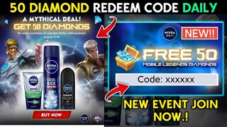 How To Get 50 Diamonds Redeem Code Everyday | Nivea Men x Mobile Legends