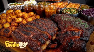 Dipanggang perlahan selama 12 jam, piring barbeku Texas dengan tekstur kelas atas