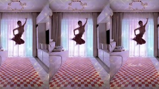 Doing a very advanced cassette dance, showing perfect aerial gymnastics.