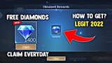 1K DIAMONDS CLAIM EVERYDAY! FREE DIAMONDS! FREE AND LEGIT WAY! | MOBILE LEGENDS 2022