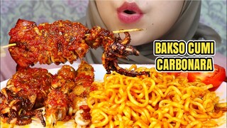 ASMR BAKSO CUMI CARBONARA PEDAS | SQUID MEATBALLS | ULUL ASMR INDONESIA