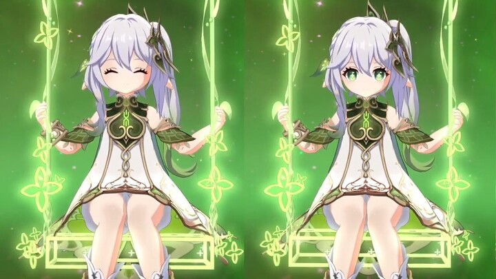Comparison of Nashida's old and new standby animations