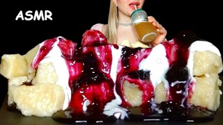 ASMR | HOMEMADE COTTAGE DESSERT with BLUBERRY SAUCE | MUKBANG EATING DESSERT