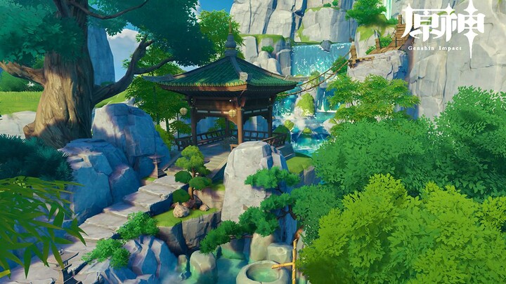 [Genshin Impact · Chasm Villa] Free Blueprint Duplication | Pine-View Pavilion 🌿 Liyue Mountain Cour