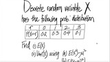 Discrete rv X has the following prob. distribution