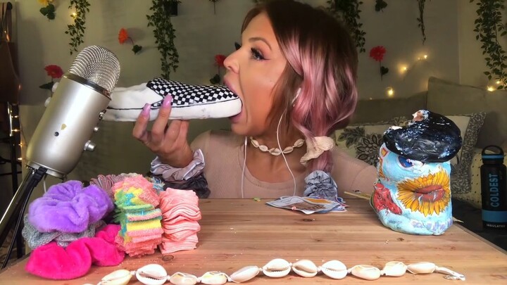 ASMR VSCO GIRL EDIBLE HYDRO FLASK (FAKE), SCRUNCHIES, VANS, CANDY SHELL NECKLACE