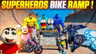 KTM DUKE MEGA RAMP CHALLENGE WITH SHINCHAN DORAEMON NOBITA & AVENGERS😱FULL FUN🤣