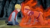 Boruto goes back to the past to rescue naruto, he encourages his father very convincingly