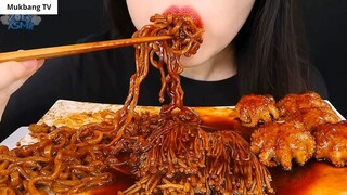 ASMR NẤM JJAJANG ENOKI CAY, BẠCH TUỘC CON, CHAPAGHETTI DẦU TRUFFLE 7