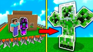 NOOB XÂY NHÀ AN TOÀN CHỐNG CREEPER 3 ĐẦU 💀🏠 KHỔNG LỒ TRONG MINECRAFT