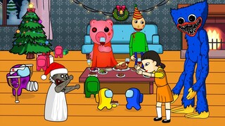 Huggy Wuggy, Granny, Baldi, Piggy, Among Us - Celebrating the New Year! 🎄