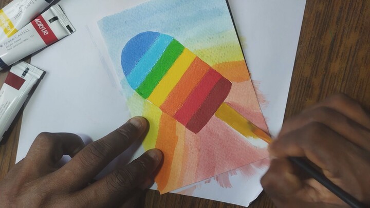 Ice Cream Drawing | How to draw a cute ice cream with color for kids easy painting