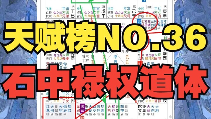 《地球ol》石中禄权道体，天赋榜排名第三十六。来测测你的就业方向。