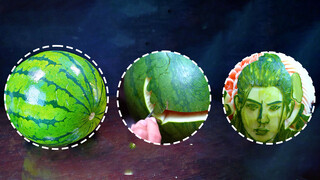 Carving a watermelon