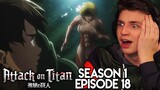 THE FEMALE TITAN DESTROYS EVERYTHING! | Attack on Titan REACTION Episode 18