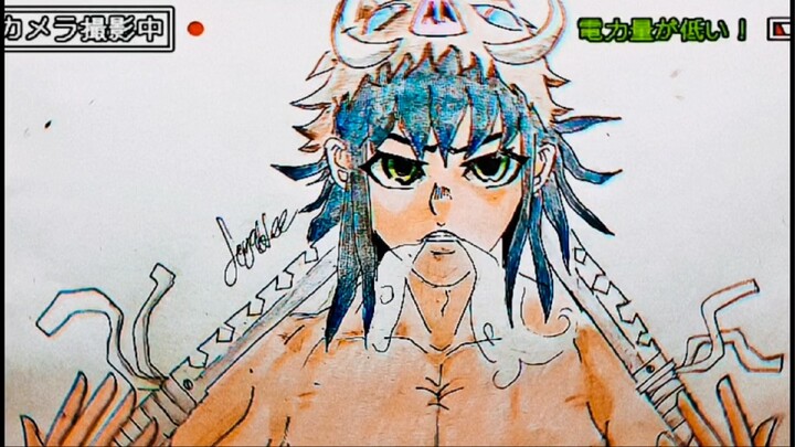 drawing inosuke from demon slayer..follow me on tik tok @Joy96leE😁