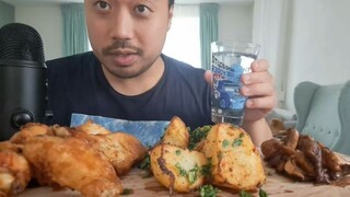 ASMR Potatoes, Chicken & Chanterelle Mushrooms (Eating Sounds)