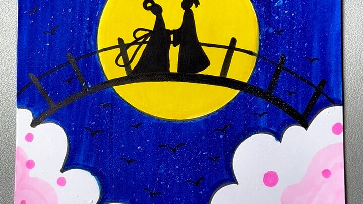 Ngày mai đã là lễ Thất Tịch rồi, mình sẽ hướng dẫn bạn vẽ một bức tranh đơn giản về lễ Thất Tịch, nh