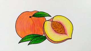 Cara menggambar buah yang mudah || Menggambar buah peach