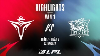 V5 vs LNG | Highlights - Game 1 | Tuần 7 Ngày 5 | LPL Mùa Hè 2022