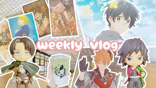 weekly vlog 🍵 : playing genshin impact, unboxing nendoroid, reorganizing manga, anime, + more!