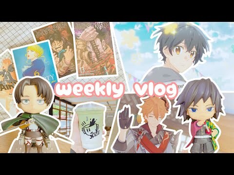 weekly vlog 🍵 : playing genshin impact, unboxing nendoroid, reorganizing manga, anime, + more!