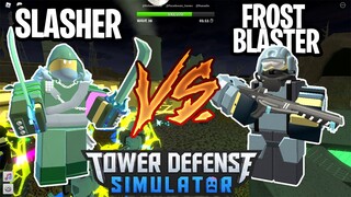 [20] Slasher vs [20] Frost Blaster EVENT TOWERS | Tower Defense Simulator | ROBLOX