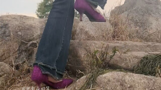 Purple shoes paired with a purple ball—stylish and gentle
