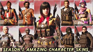 ALL SEASON 1 (2022) CHARACTER SKINS | FREE,EPIC AND DAILY LOGIN CHARACTER SKIN'S