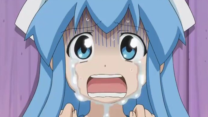 Squid Girl, who was threatened by her eldest sister, was still worried about bad luck and began to s