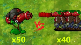 PvZ Fusion - 50株植物大战40只超级樱桃射手僵尸- 谁能获胜？