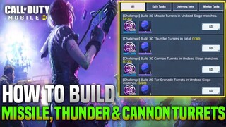 HOW TO BUILD MISSILE, CANNON, THUNDER & TAR TURRETS UNDEAD SIEGE CODM I UPGRADE TURRETS COD MOBILE