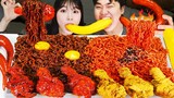 ASMR MUKBANG| 직접 만든 불닭볶음면 양념치킨 소세지 먹방 & 레시피 FRIED CHICKEN AND FIRE NOODLES EATING