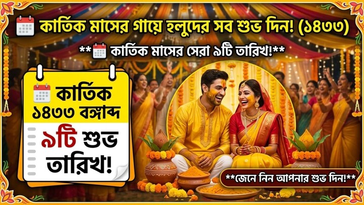 কার্তিক মাসে গায়ে হলুদের ৯টি শুভ দিন ও সময়সূচী ১৪৩৩ | Gaye Holud Dates 2026 @সময়সূচী
