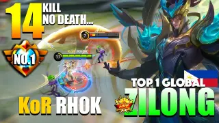 Undefeated New Zilong King From Philippines!! | Top 1 Global Zilong  Gameplay By RH0K ~ MLBB