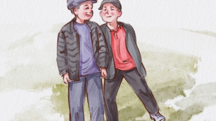 Growing old and becoming children together, the two old children are so cute [snickering R]