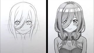 How to Draw MIKU Nakano [Gotoubun no Hanayome] - Step by step