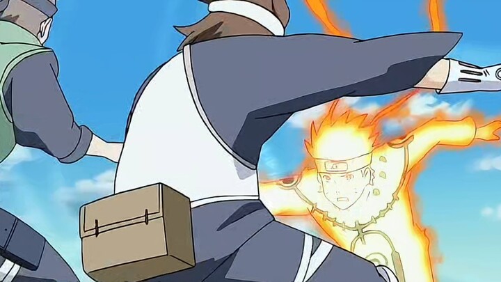 Naruto obtains the Nine-Tails Chakra and starts showing off new skills