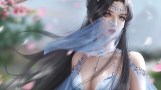 "The woman beside the wine shop is like the moon, and her white wrists are covered with frost and sn