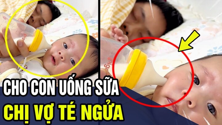 Báo Bố Cho Con Uống Sữa Khiến Chị Vợ Cười Không Nhặt Được Mồm. Tình Huống Hài Hước 2023